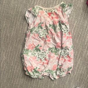 Burt's Bees Baby Pink and Green Floral Bodysuit (6-9 months)